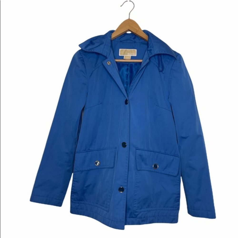 MICHAEL Michael Kors | Women's Rain Jacket Coat | Button Front | Blue | XS